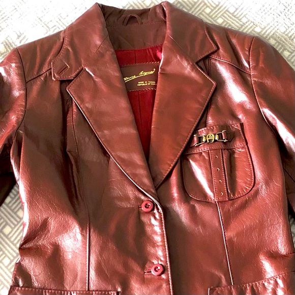 Etienne Aigner vintage oxblood leather blazer - Picture 1 of 12